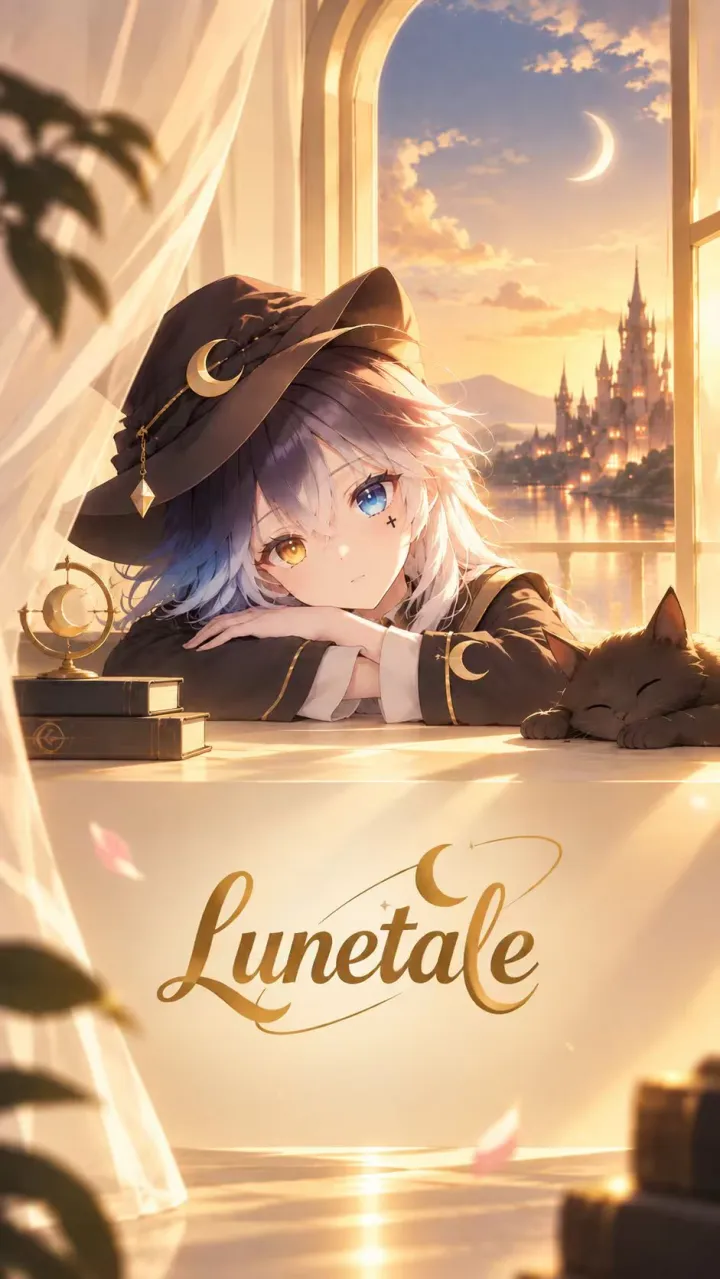 A Lunetale character in a moonlit fantasy room